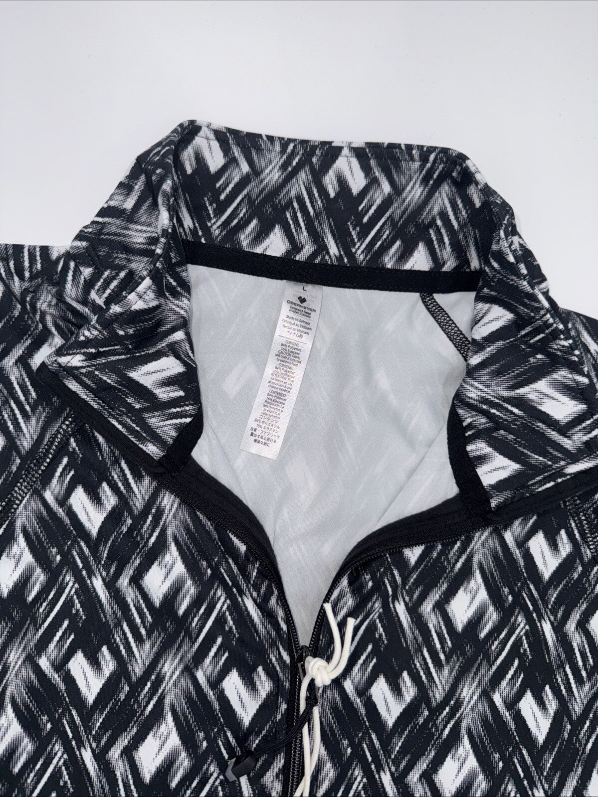 $95 Obermeyer Women’s Geo Discover 1/4 Zip Baselayer Top- White Multi-Large-New