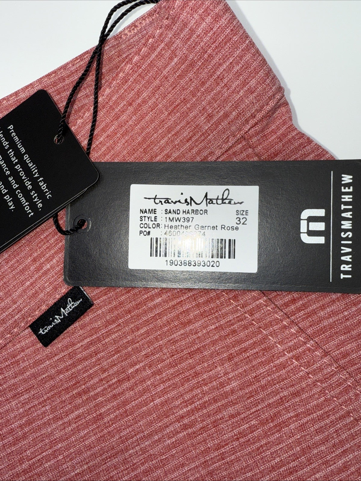 $94 Travis Mathew Men’s Sand Harbor Golf Shorts-Heather Garnet Rose- 32W-New Tag