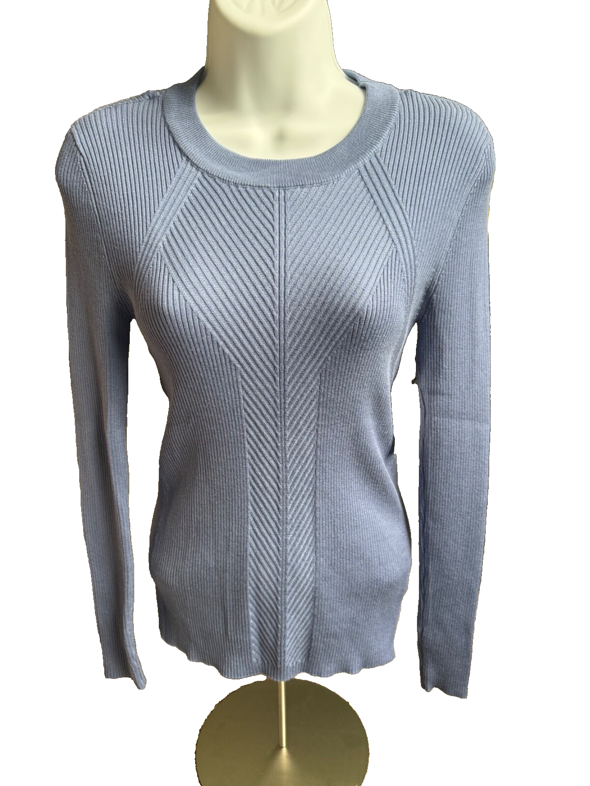 $40 Nine West Women’s-Rib Crewneck Sweater- Blue- Medium Petite- New Tag