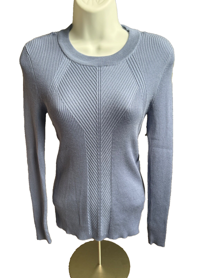 $40 Nine West Women’s-Rib Crewneck Sweater- Blue- Medium Petite- New Tag