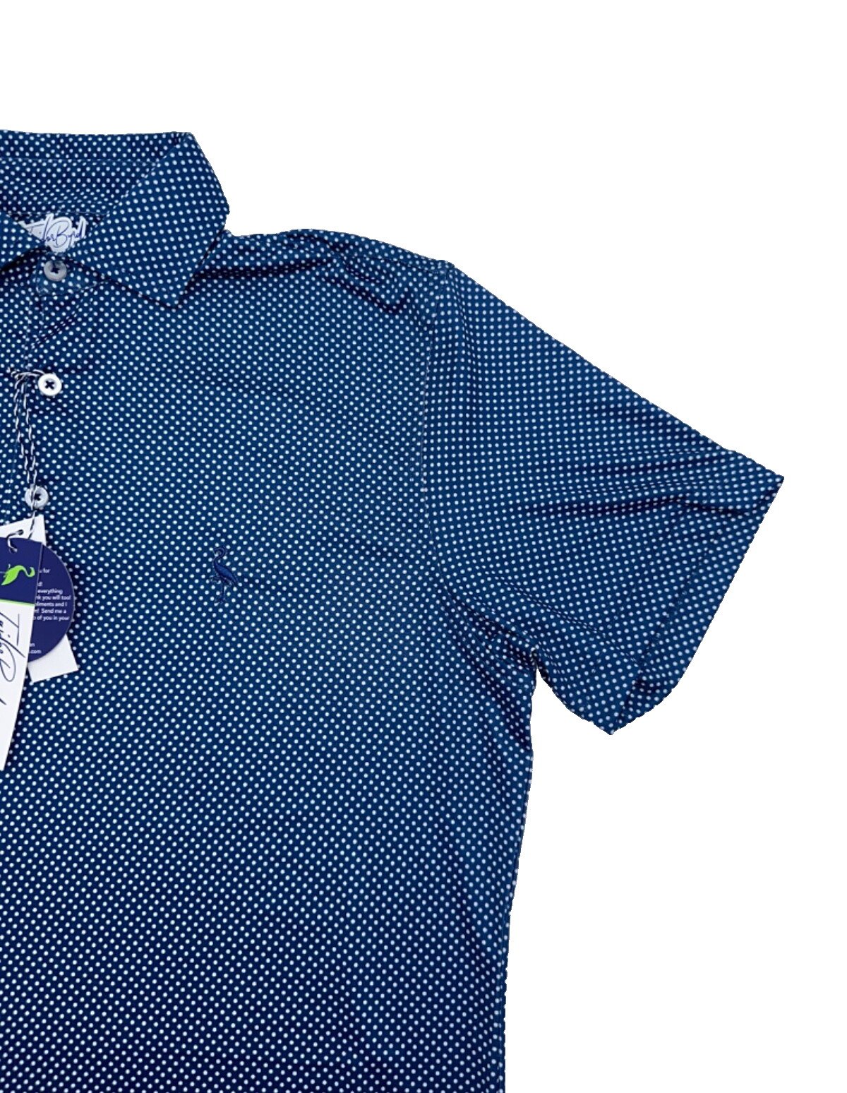 $80 TailerByrd Men's Polka Dot Polo Shirt - Navy/White - Small - New With Tags