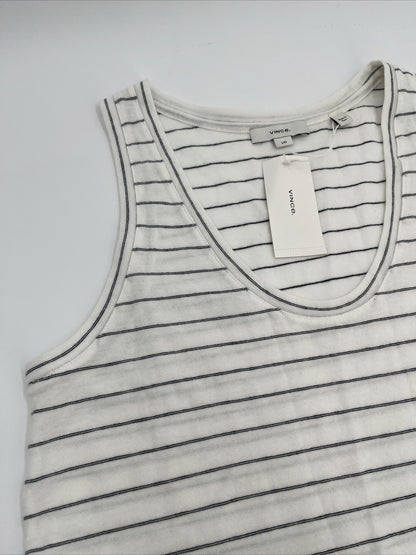 $80 *New* Vince Easy Scoop Neck Striped Tank Top- Off White- Large -New Tag