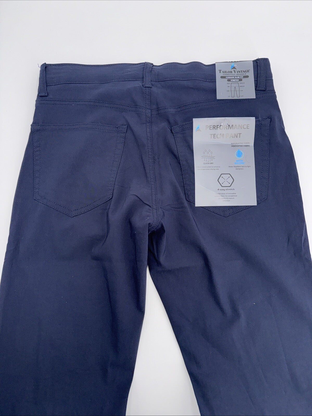 $108 Tailor Vintage Men's Canaan Performance Tech Pants Slim Fit- Navy -30W 32L