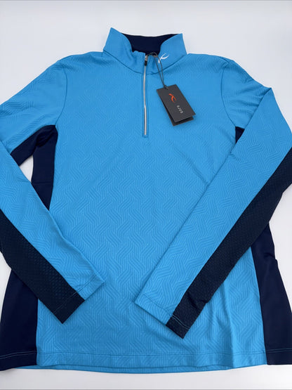 $160 KJUS Women’s Sunshine Comfort 1/4 Zip Golf Pullover UPF 50-Blue-Small-New
