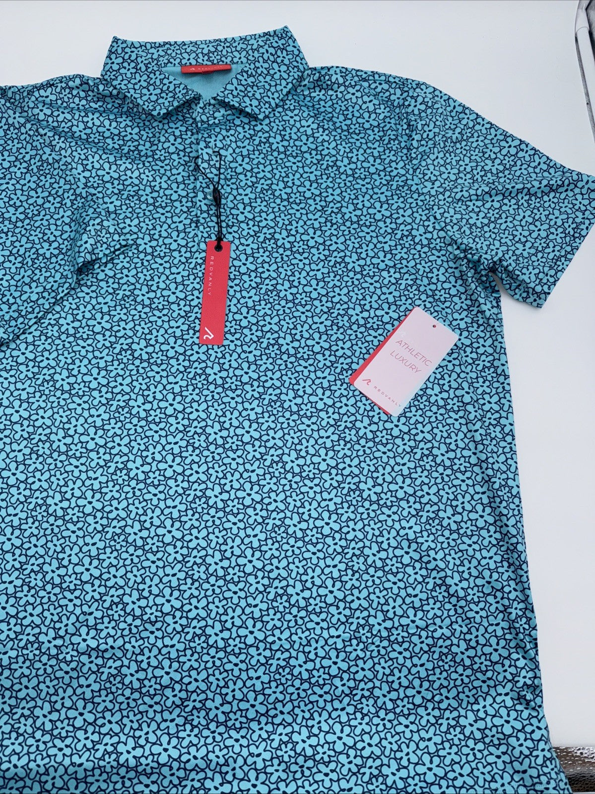 $110 Redvanly Men’s Pierre Golf Performance Polo Shirt-Curaçao-Large-New