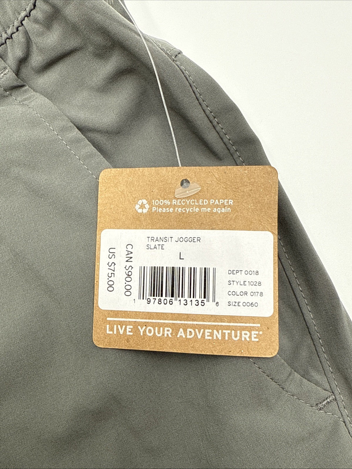 $75 Eddie Bauer Women's Transit Jogger - Slate - Large- New With Tags