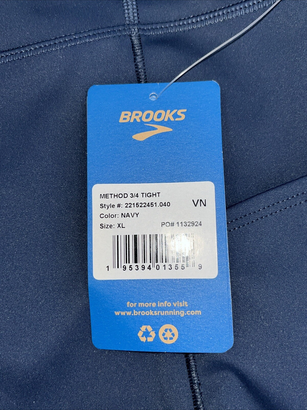 $95 Brooks Women’s Method 3/4 Tights - Navy - XLarge - New With Tags