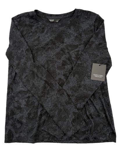 $30 Vera Wang Women’s- Long Sleeve Crew Neck Tee- Dark Orbit- Small-New Tag