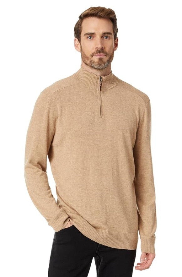 $110 Smartwool Men's Sparwood Zip-Neck Sweater-Toasted Coconut Heather-Small-New