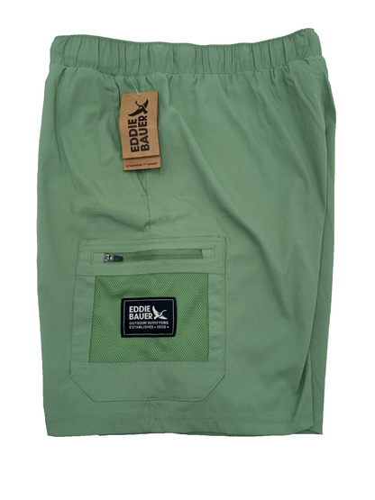$65 Eddie Bauer Men's Kashmir Stampede Shorts 7” - Green - Medium - New With Tag