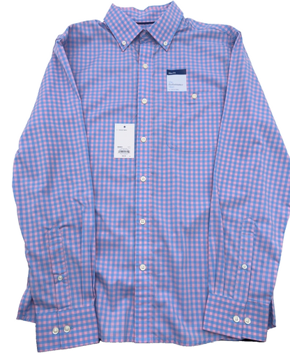 $50 Croft And Borrow Men’s Button Up Long Sleeve Shirt - Blue/Pink -Small-New