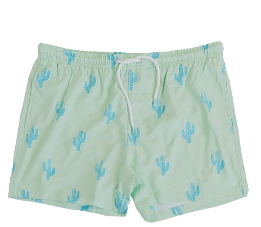 $55 Bermies Men’s Cactus Swim Shorts 3” -Green - Small - New With Tags