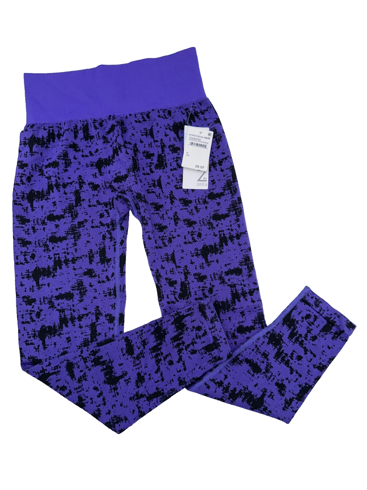 $72 Z BY ZELLA Women’s High Waisted Athletic Leggings - Purple/Black - Medium