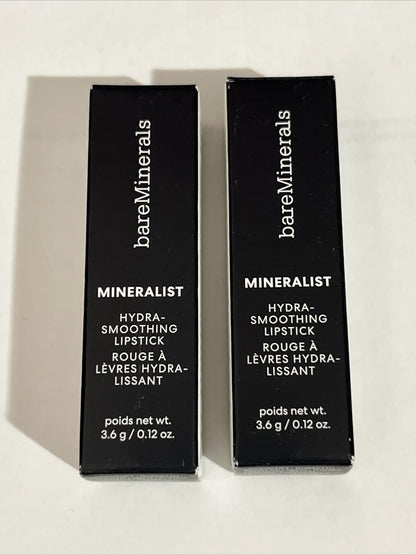 Lot 2X Bareminerals Mineralist Hydra-Smoothing Lipstick Inspiration 0.12oz 3.6 g