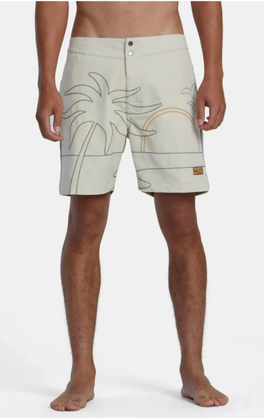 $76 RVCA Men’s-Sunset Exotica Trunk-Natural-32Wx17L-New With Tags