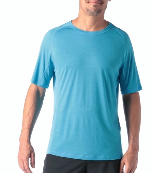 $60 Smartwool Men’s Active Ultralite Short Sleeve Shirt- Iceberg Blue-Small -New