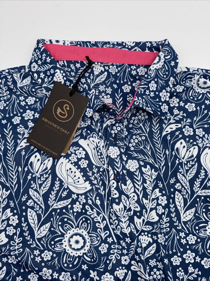 $65 Swannies Men’s Golf Trey Polo Shirt- Navy/White- XLarge - New With Tags