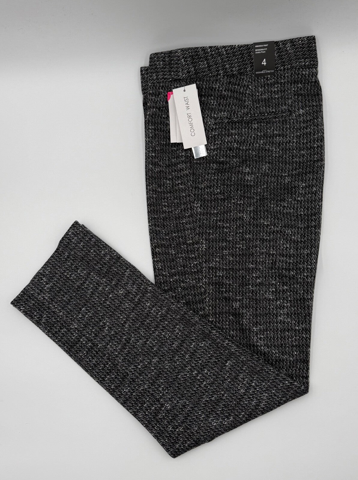 $110 Amanda & Chelsea Women's- Stretch Comfort Waist Pants-Black/White-Size 4