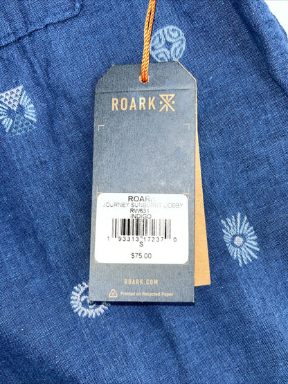$75 Roark Men’s Journey Sunburst Button S/S Shirt-Dobby Indigo-Small-New Tag