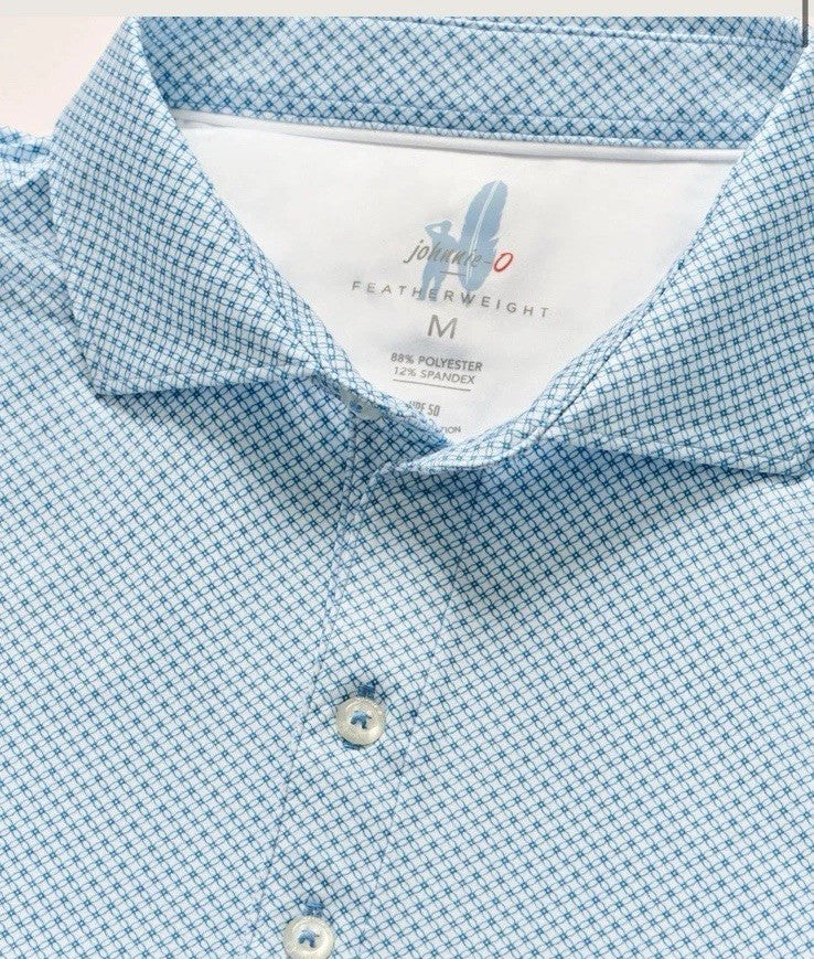 $110 Johnnie O Men’s- Featherweight Performance Polo Shirt-Barrels Blue- Small