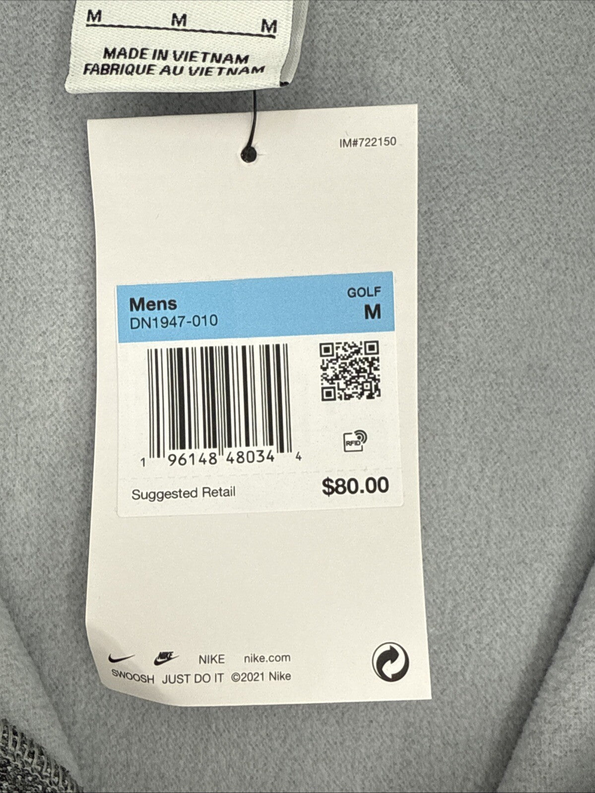 $80 Nike Men’s Golf Top Shirt 1/4 Zip Victory Pullover DN1947- Grey - Medium-New