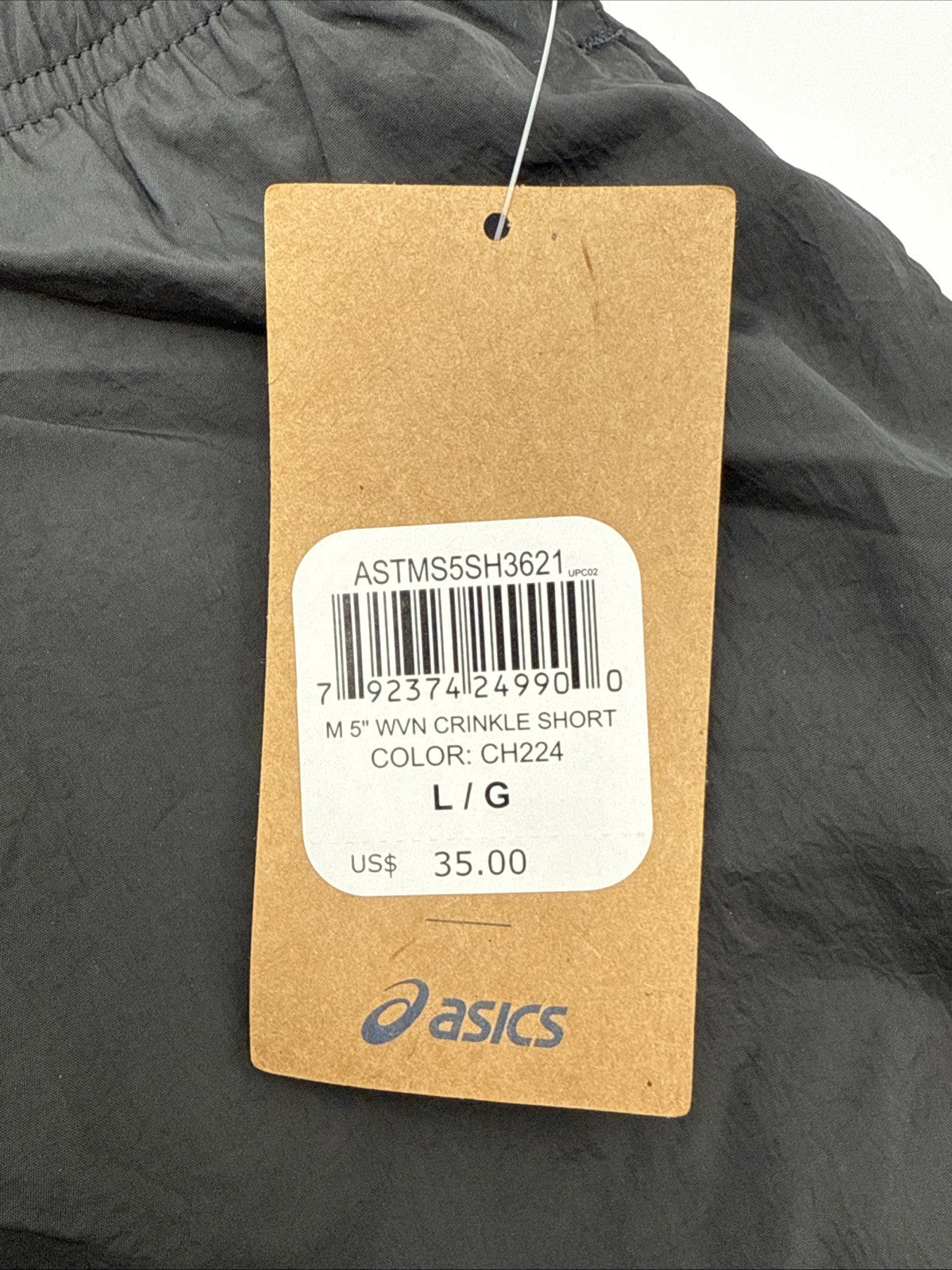 ASICS Men’s Woven Lined Running Shorts 5”- Charcoal - Large- New With Tag