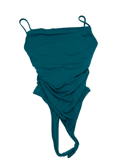 $165 CINQ A SEPT Women’s Marta Cowl-Neck Bodysuit- Blue Jade- Small- New