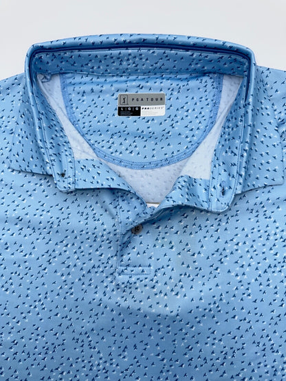 $68 PGA Tour Men’s Pro Series Clear Sky Polo- Blue/White - Large - New With Tag