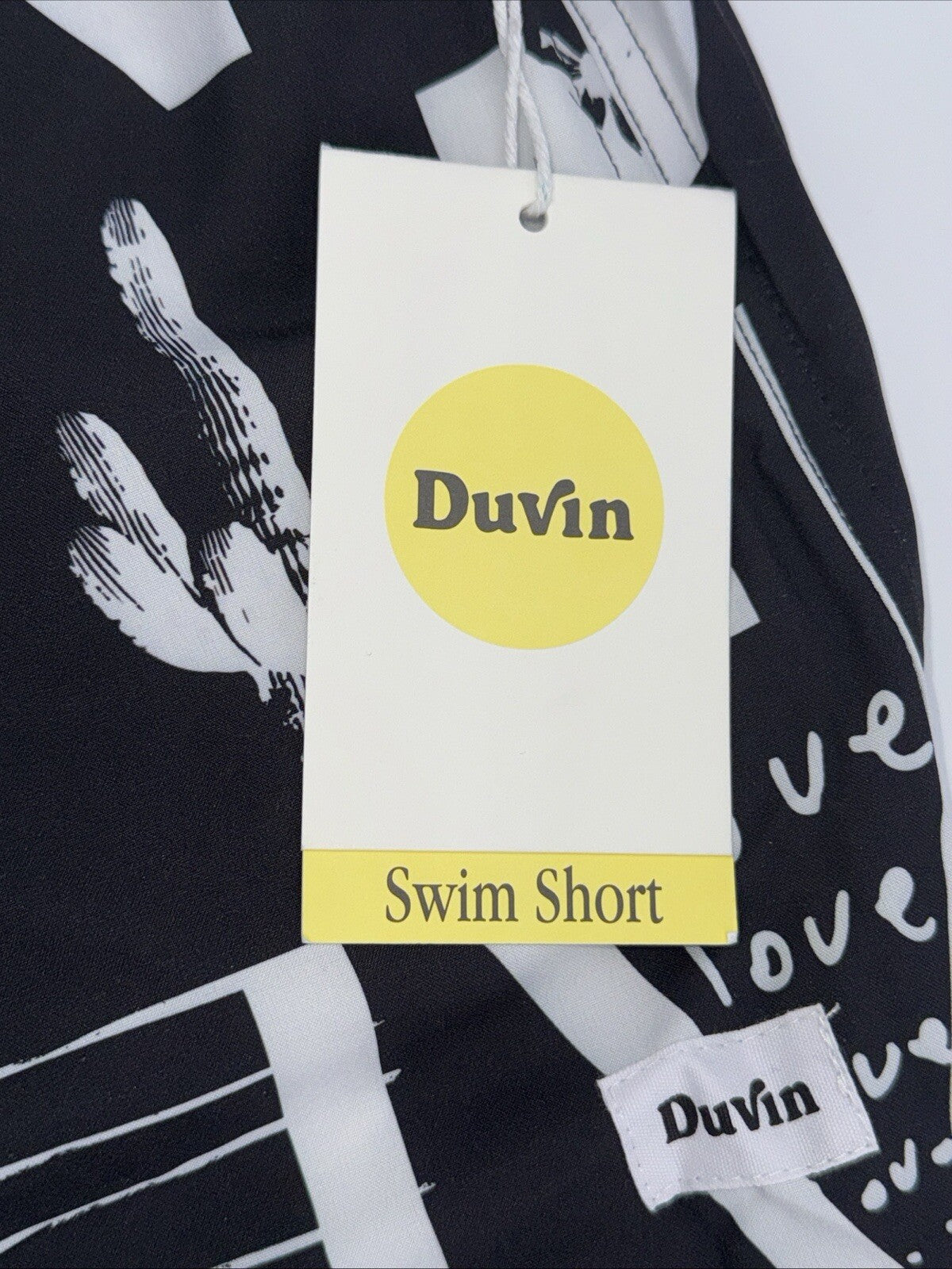 $65 Duvin Design Men's Cactus Swim Trunk Shorts - Black/White - Size: Medium-NEW