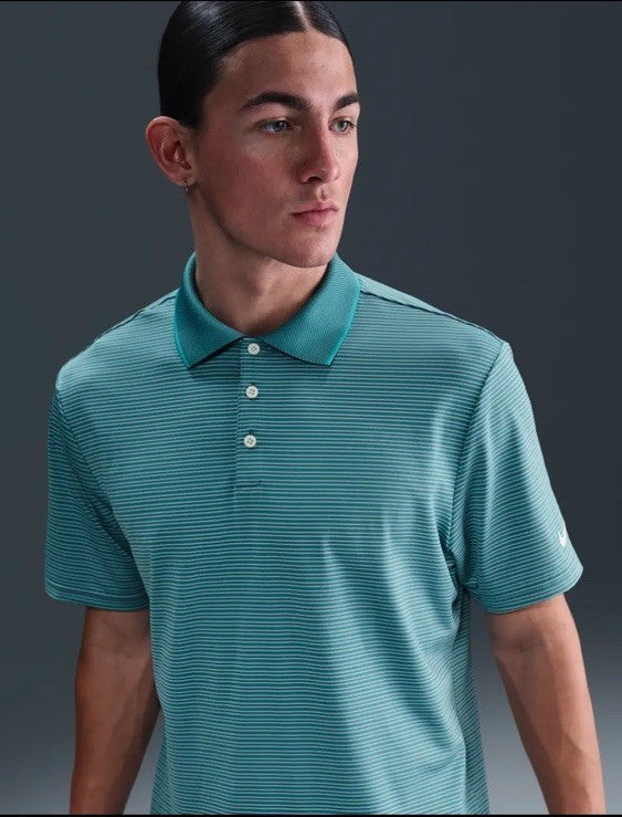 $90 Nike Men’s Dri-FIT Stripped Polo Golf Shirt- Green- Medium- New With Tag