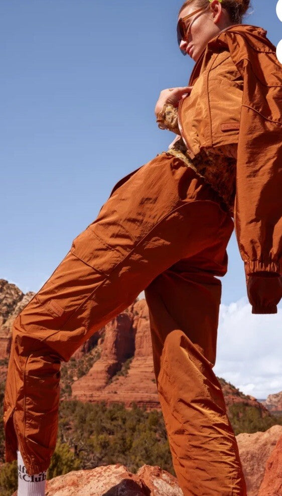 $115 Halfdays Women’s Watson Nylon Cargo Pants baggy Hiking -Caramel-Large-NEW