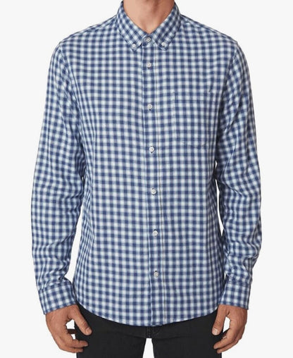 $128 Slate & Stone Men’s-Flannel Button Down Shirt- Light Blue Check-Small-New