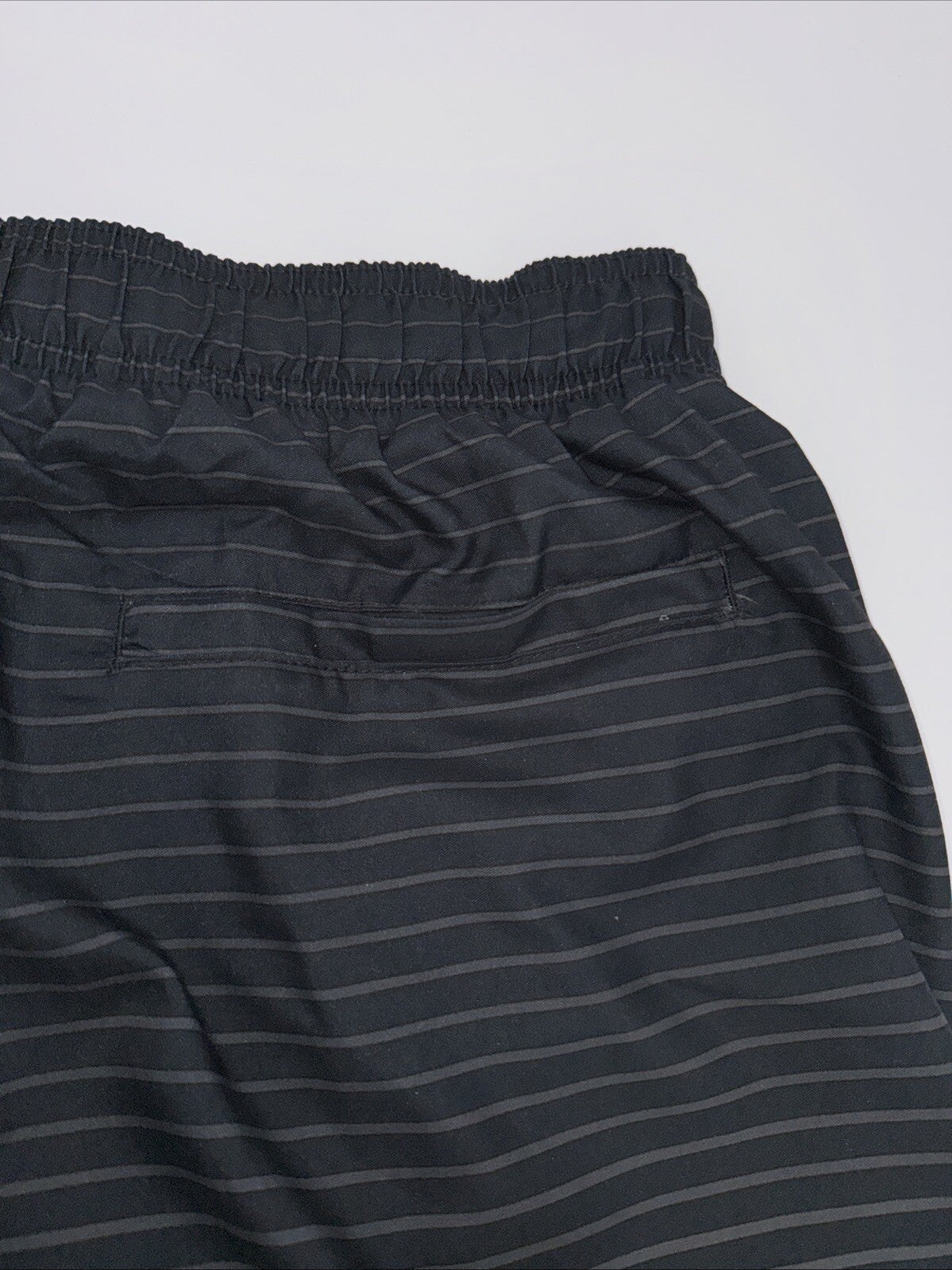 $58 Men's Nike Stripe 9" Swim Trunks- Black/Grey- Small- New with Tag