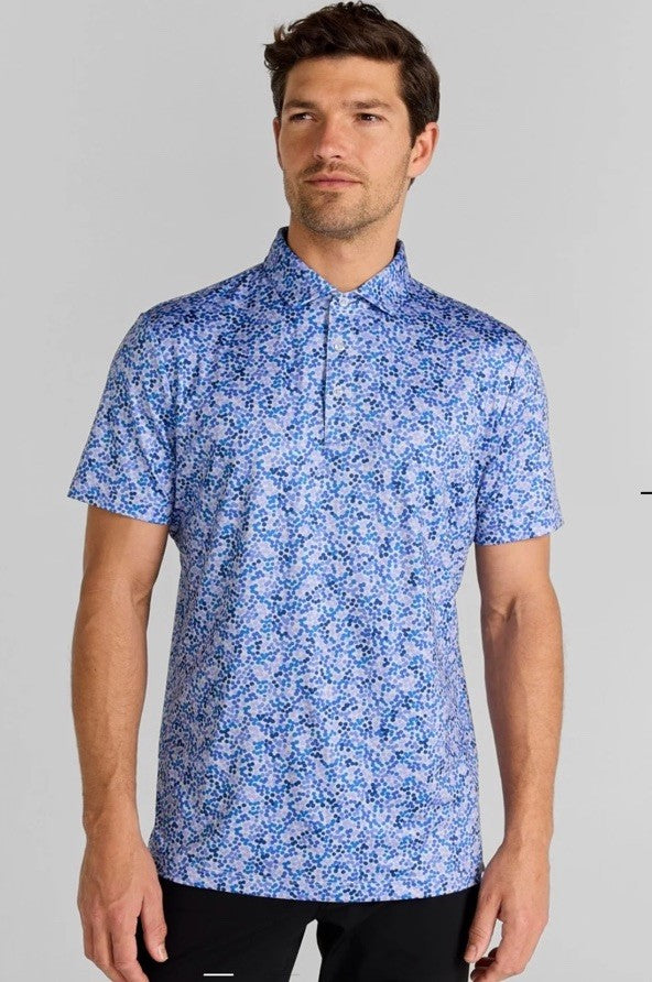 $110 Redvanly Men’s Fourcy Golf Performance Polo Shirt-Blue Lavender -Small-New
