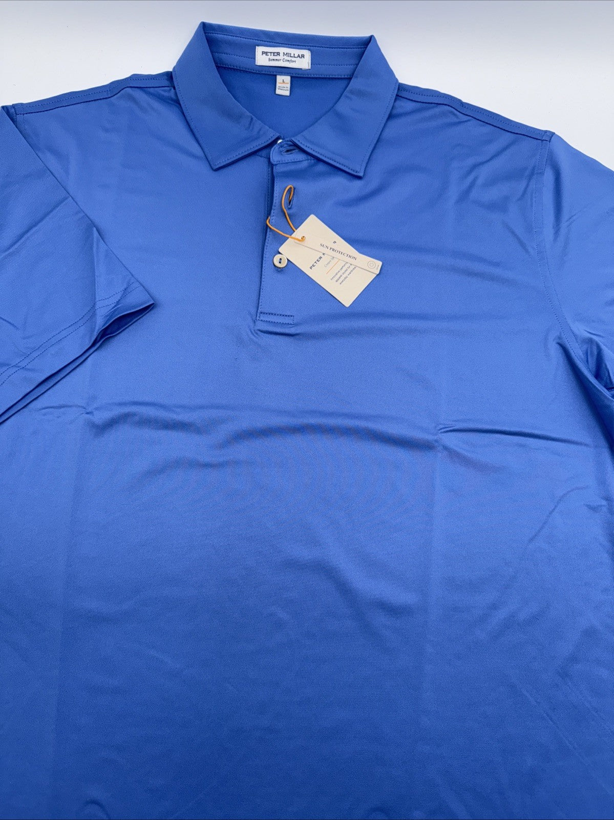 $100 Peter Millar Men’s Golf Jersey Polo Shirt -Maritime Blue - Large -New Tags