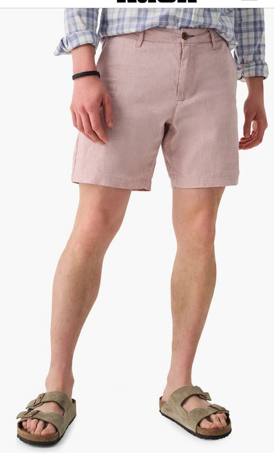 $128 FAHERTY Men’s Tradewinds Shorts 7.5” Inseam Linen Blend-Maui Mauve-34W-New