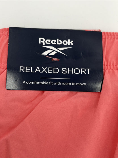 $45 Reebok Women's Track Running Shorts Relaxed Fit Mid-Rise-Strawberry-Large