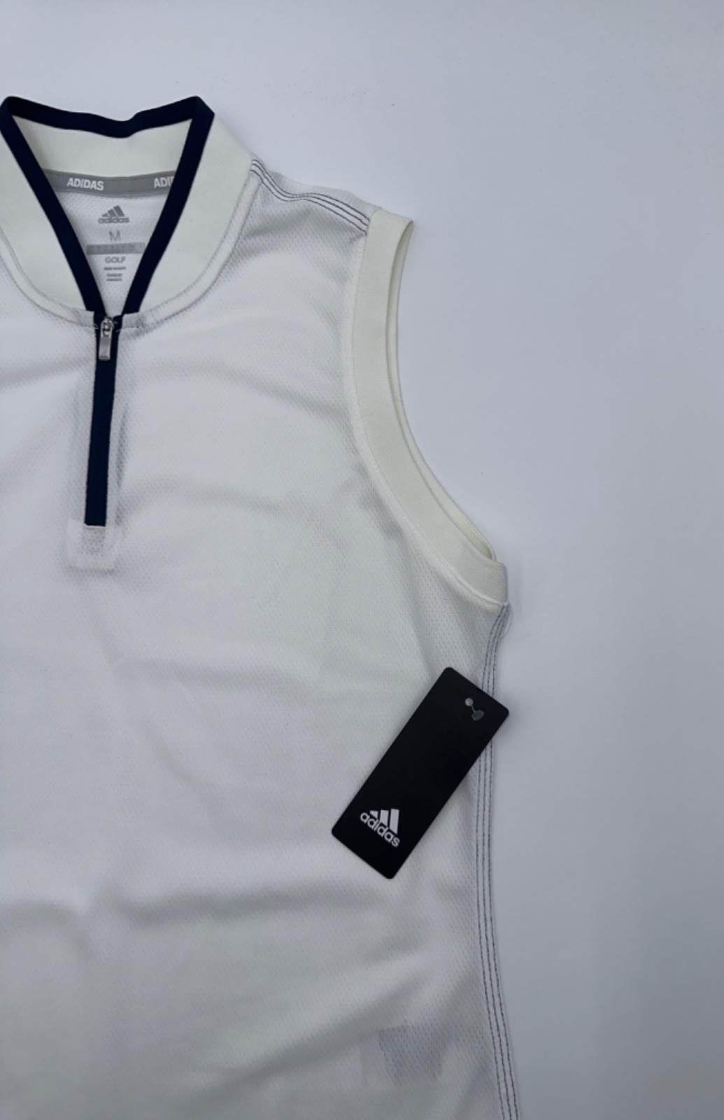 $50 Adidas Golf Women’s Jersey Sleeveless 1/4 Zip Top - White - Medium - New