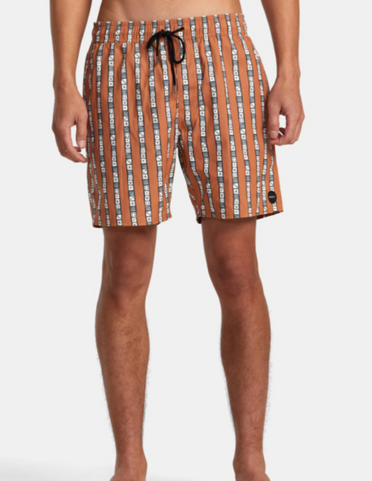 $60 RVCA Men’s Perry Elastic Swim Shorts 6” - Orange - Medium - New With Tags