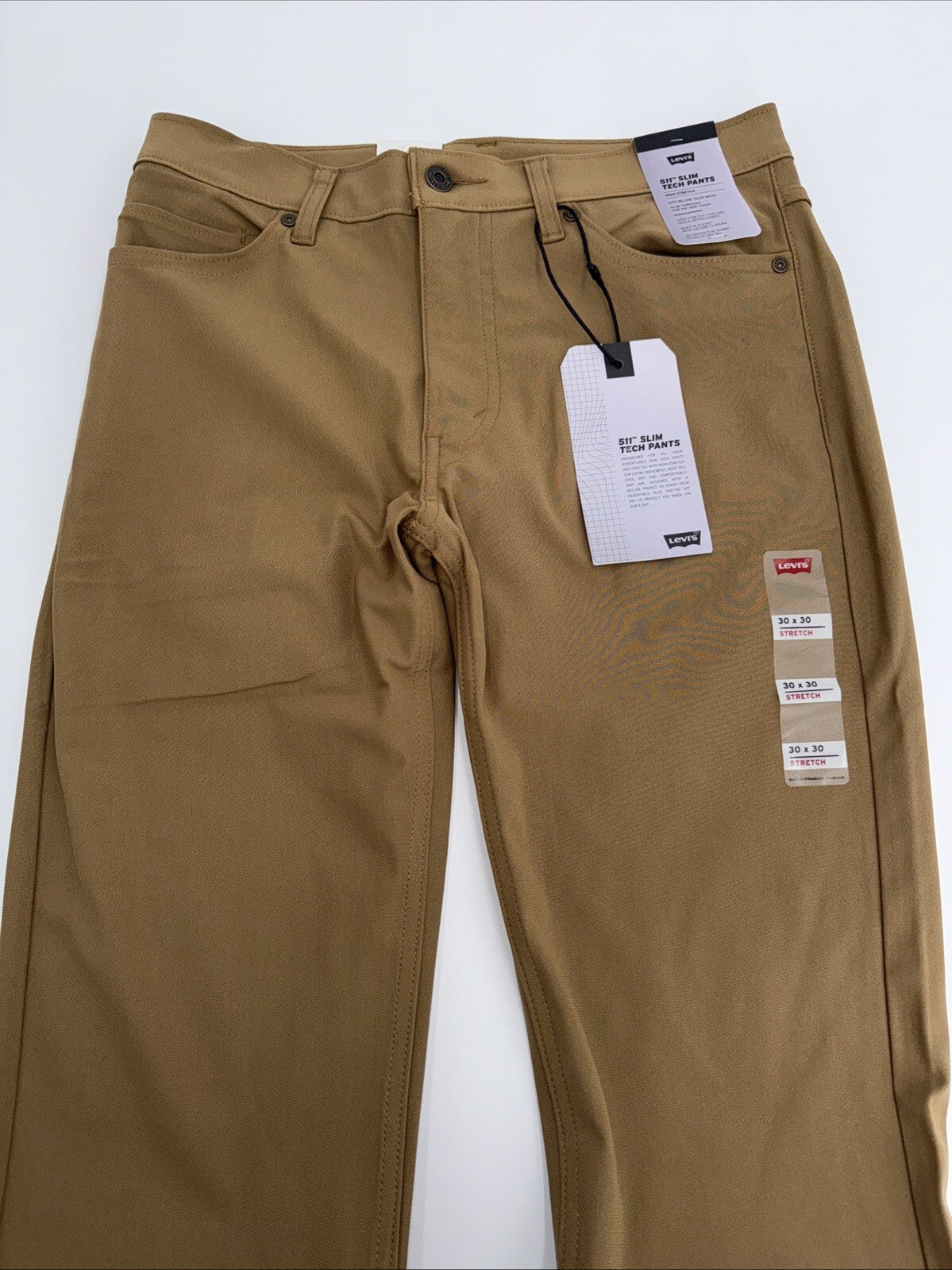 $70 Levi's Men's 511 Slim Tech Pants Stretch A92130010- Tan - 30W 30L - New Tag