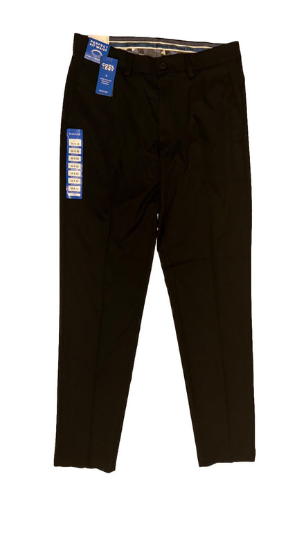 Haggar Men’s Cool Right Performance Flex Slim Fit Flat-Front Pants-Black-32Wx32L