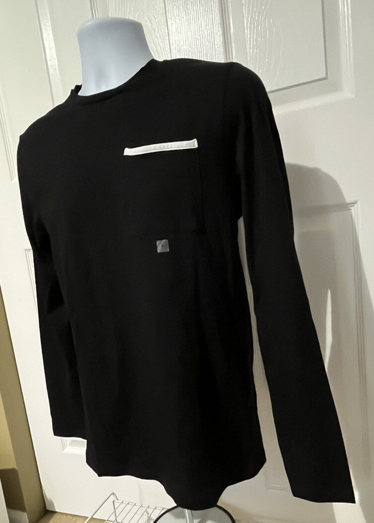 Express Men’s Long Sleeve Cotton Side Pocket T-Shirt- Black- Small- New Tag $44