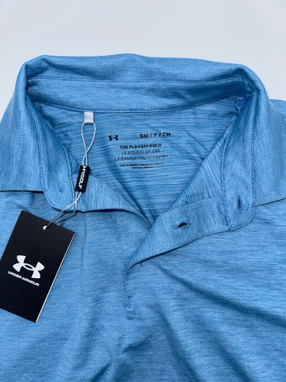 $75 Men's Under Armour Golf Playoff 3.0 Heather Polo - Cosmic Blue - Small -New