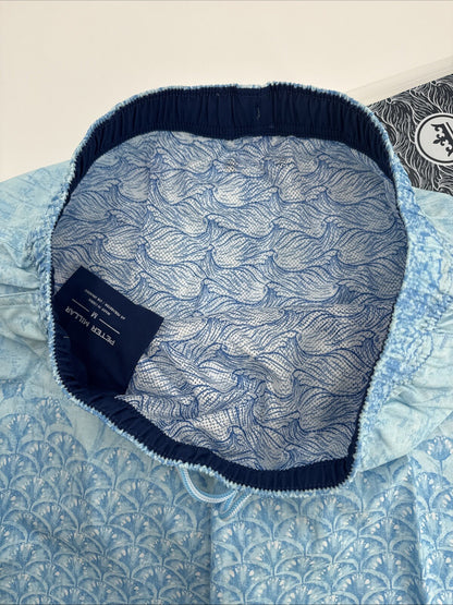$100 Peter Millar Men’s Tropical Stingray Swim Trunks - Blue- Medium - NWT