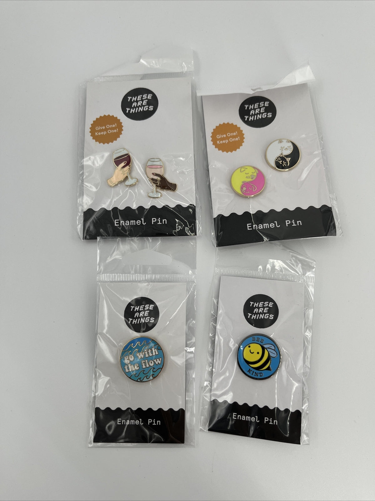 These Are Things Combo Lot Of 4 Enamel Pin Sets, Yin Yang Flow New! Best Price