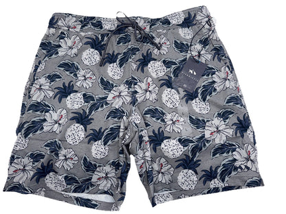 $86 Fish Hippie Men’s Palaver 8” Volley Lined Swim Shorts-Floral Charcoal- Large