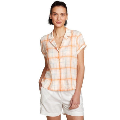 Eddie Bauer Women’s Packable Camp Short Sleeve Shirt- Melon-Small