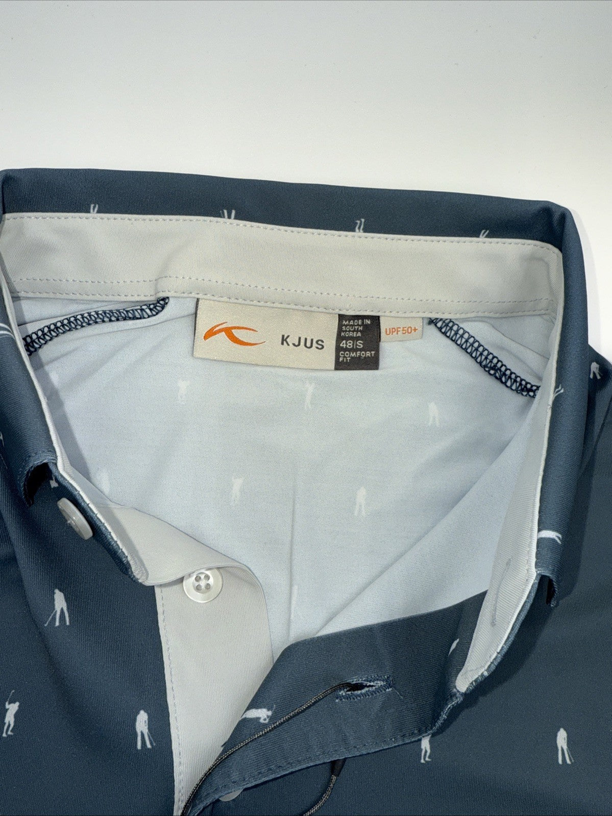 $104 KJUS Men’s Men Golfer Golf Polo Shirt MG60-L11- Steel Blue- Small- New Tag