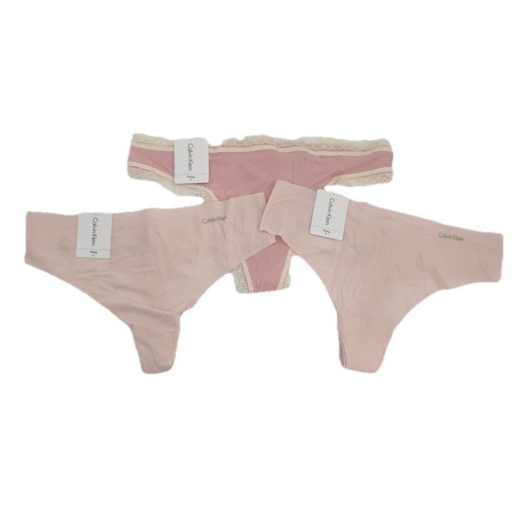 3 Pack Calvin Klein  Thong Panty- 1 Flirty/2 Invisible- Pink/Blush- Small