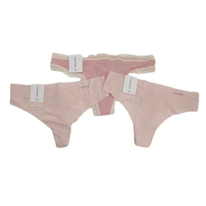 3 Pack Calvin Klein  Thong Panty- 1 Flirty/2 Invisible- Pink/Blush- Small